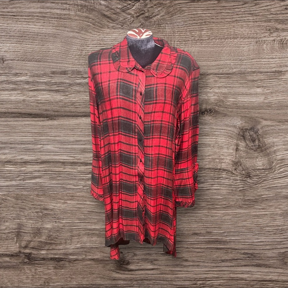 Zara Woman Red Black Plaid Dress Duster Size Medium